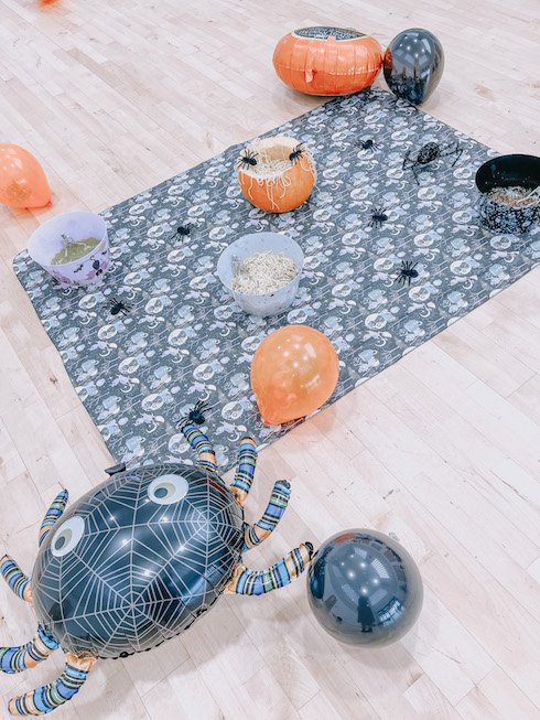 messy play with blooming beautiful baby massage halloween special